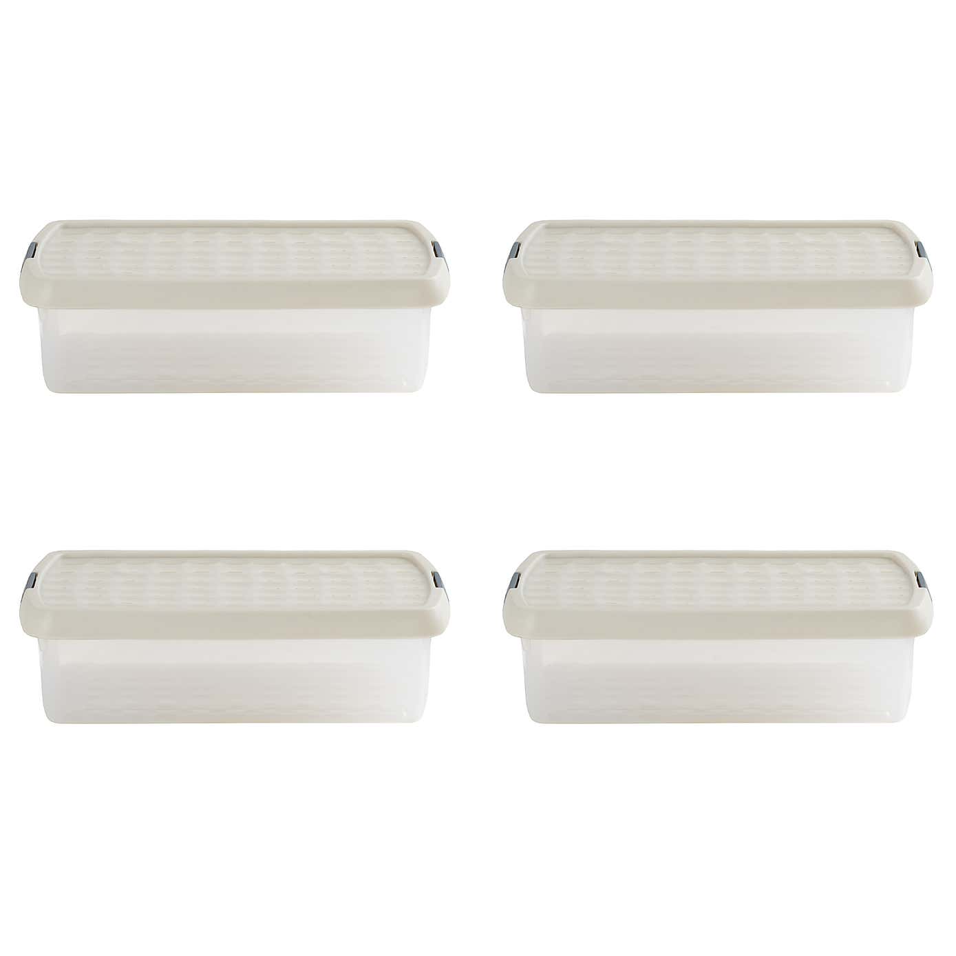 Wham Clip Pack of 4 Rectangle Storage Boxes With Lids