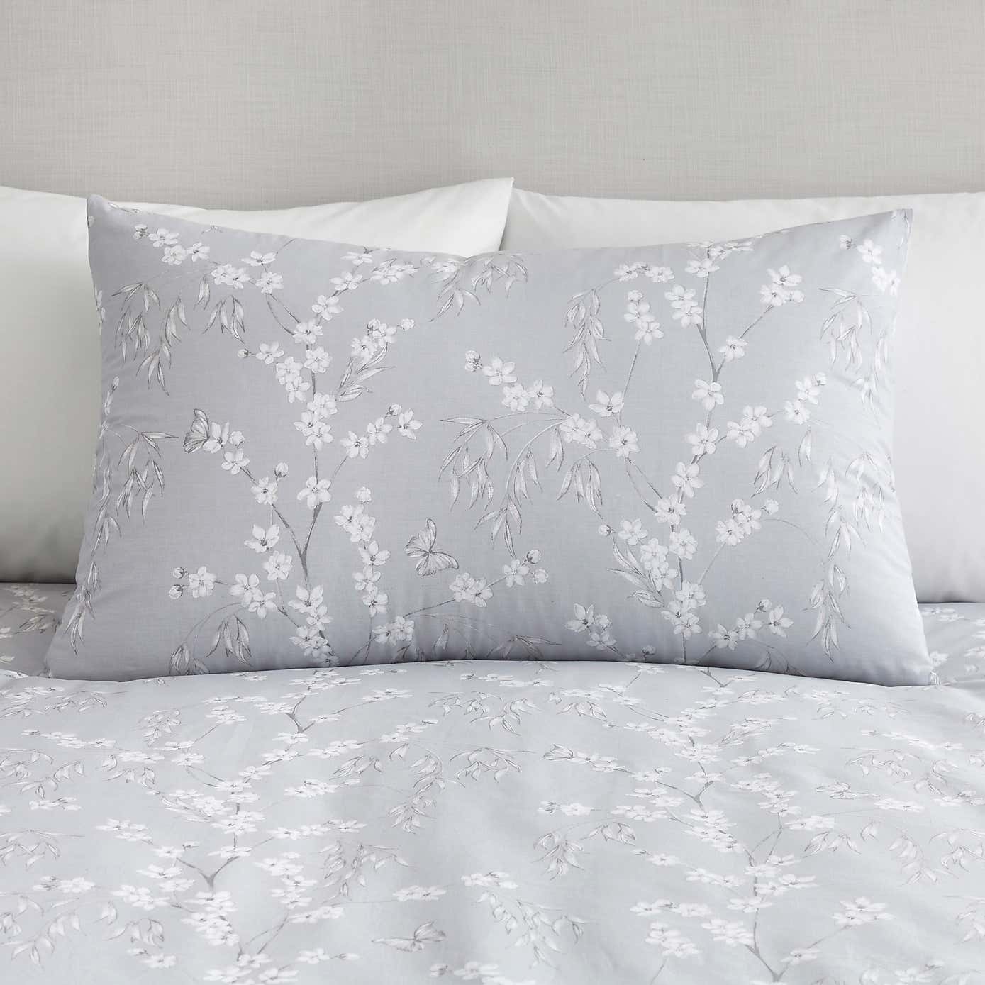 Cassia Grey Duvet Cover & Pillowcase Set