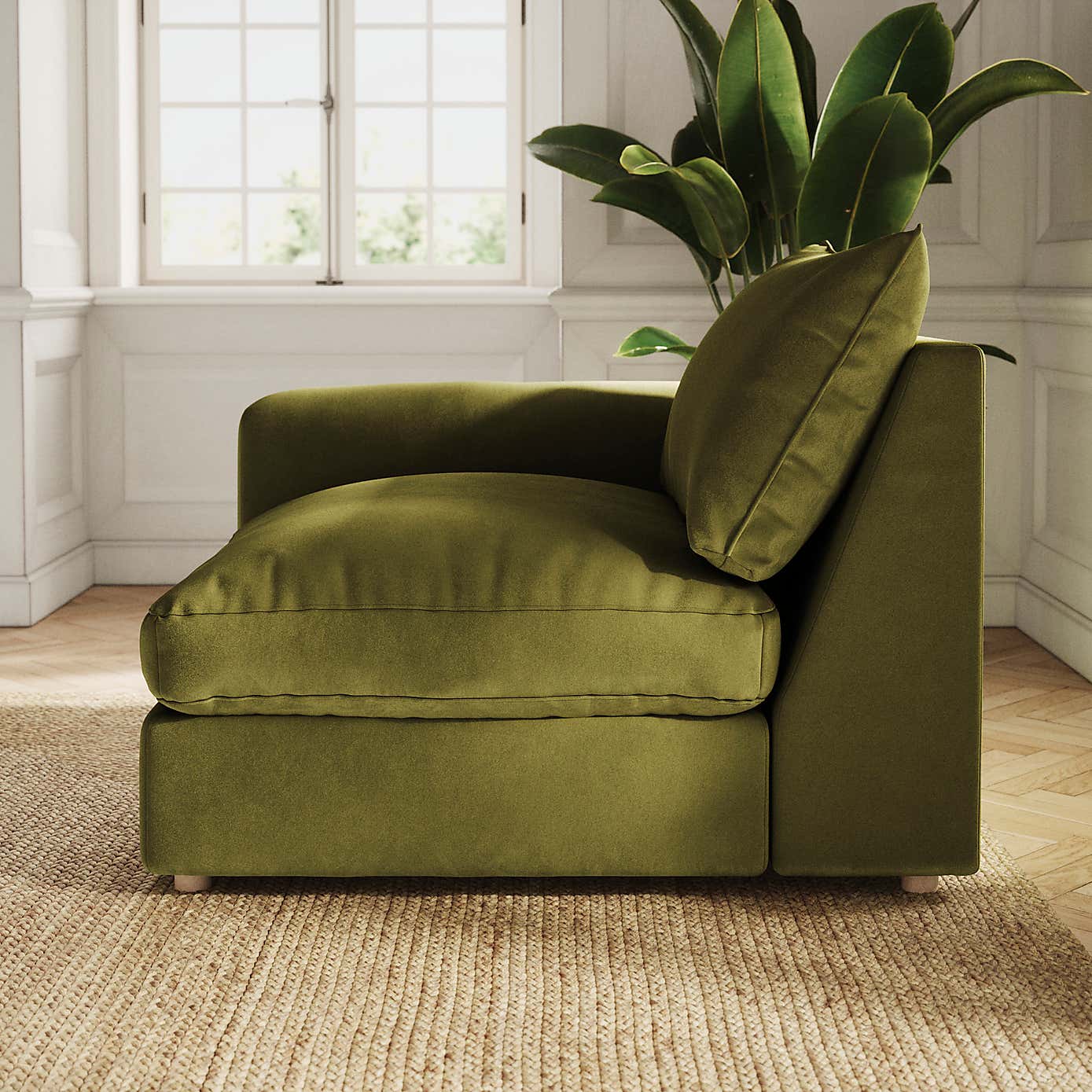 Full Circle Austin Luxury Velvet Modular Arm Corner Piece