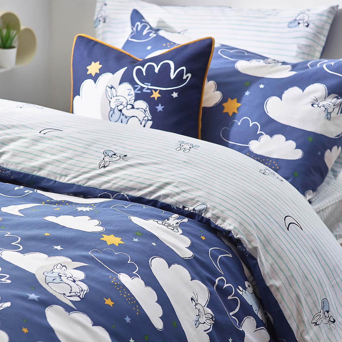 Peter Rabbit Sleepy Head Blue Duvet Cover and Pillowcase Set