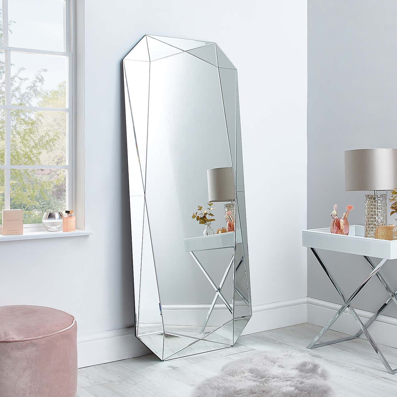 3D Geometric Full Length Leaner Mirror