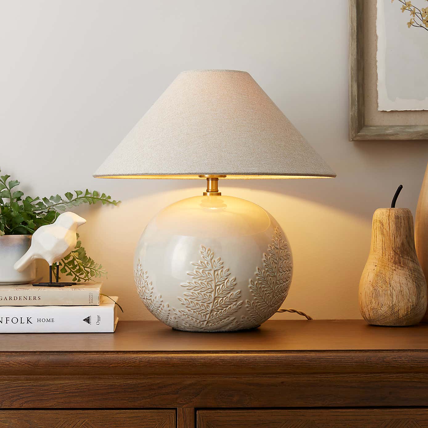 Churchgate Fawsley Fern Embossed Ceramic Table Lamp