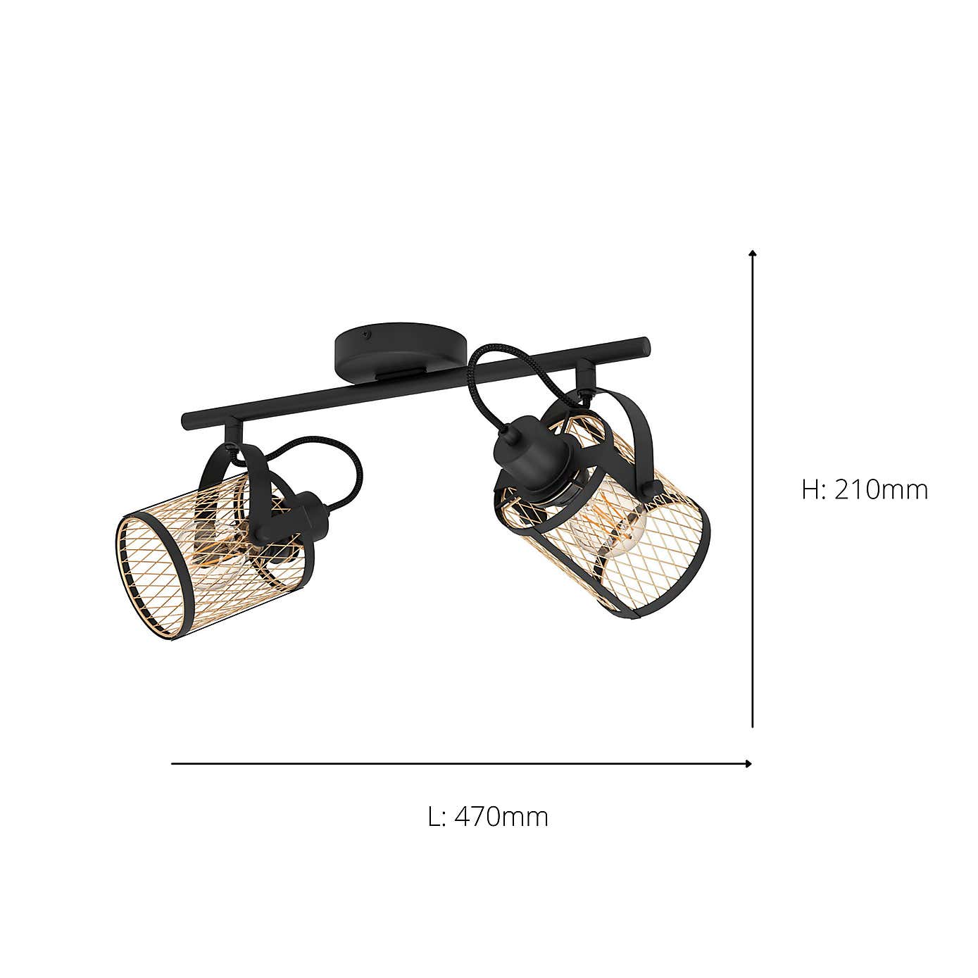 EGLO Dellow Industrial 2 Light Adjustable Ceiling Wall Spotlight