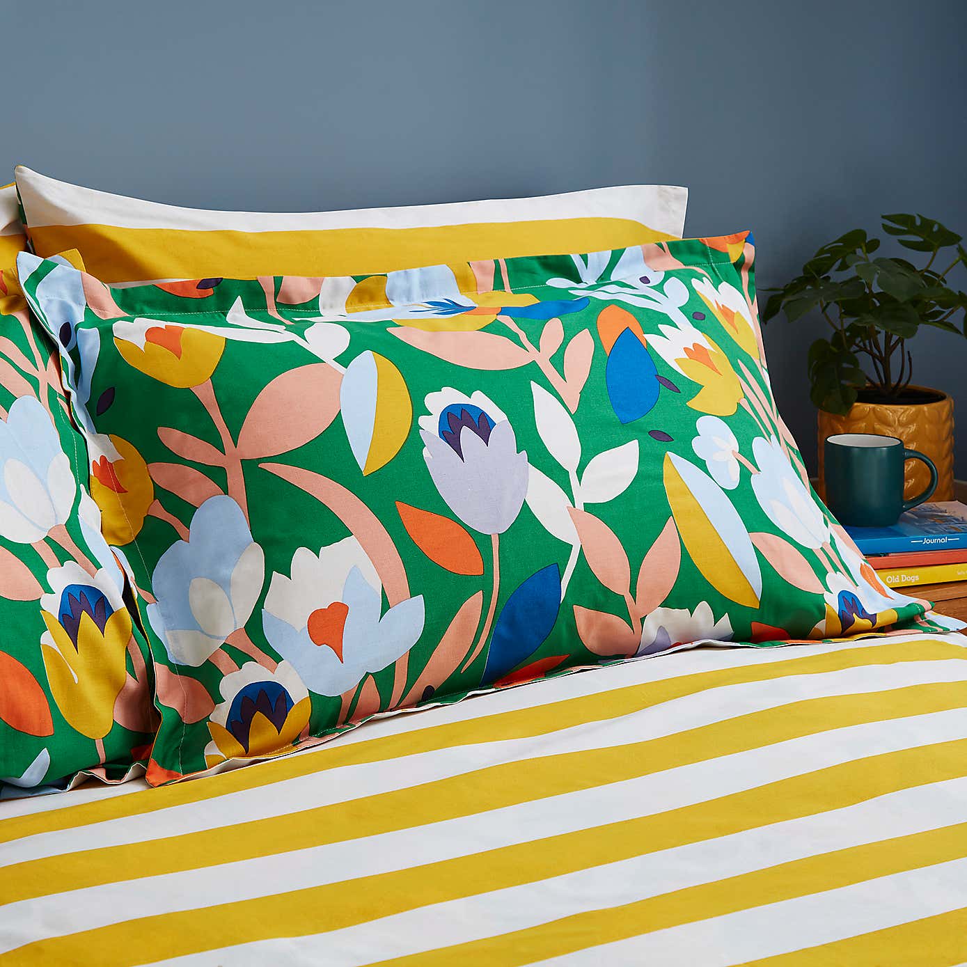 Elements Fieldsley Multicoloured Cotton Duvet Cover and Pillowcase Set
