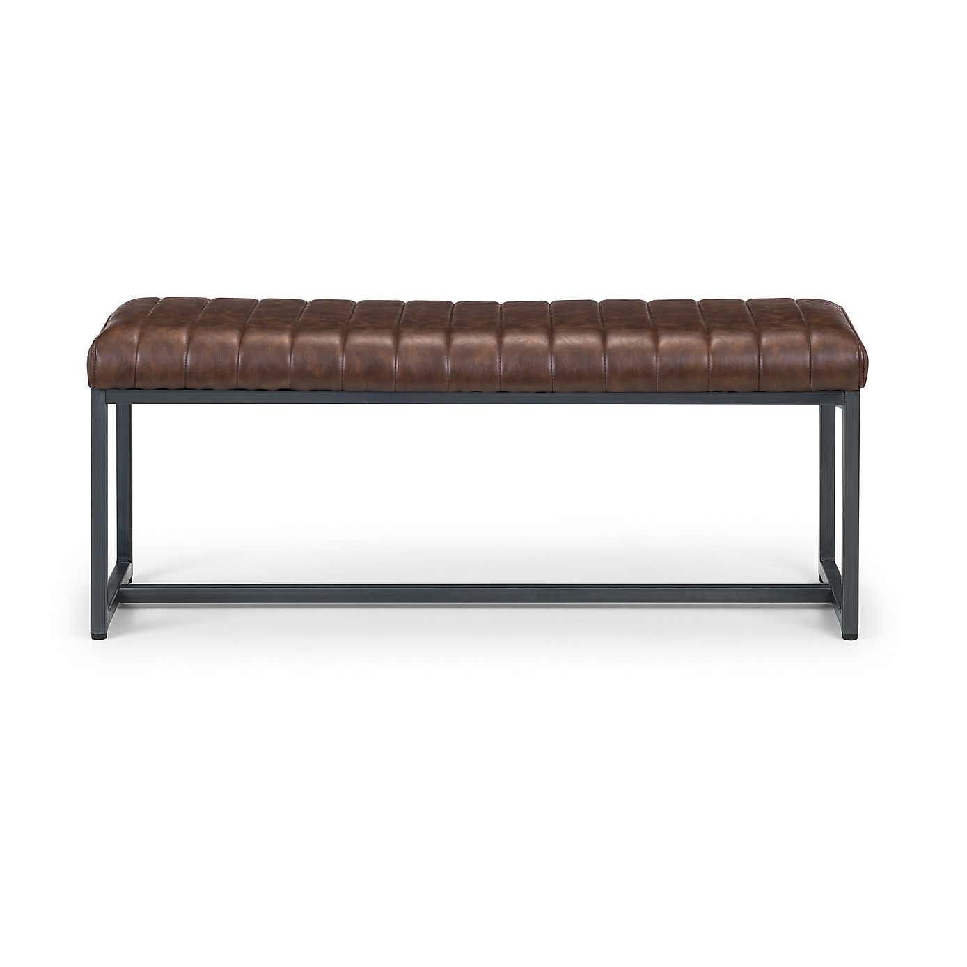 Brooklyn Upholstered Dining Bench Brown Faux Leather
