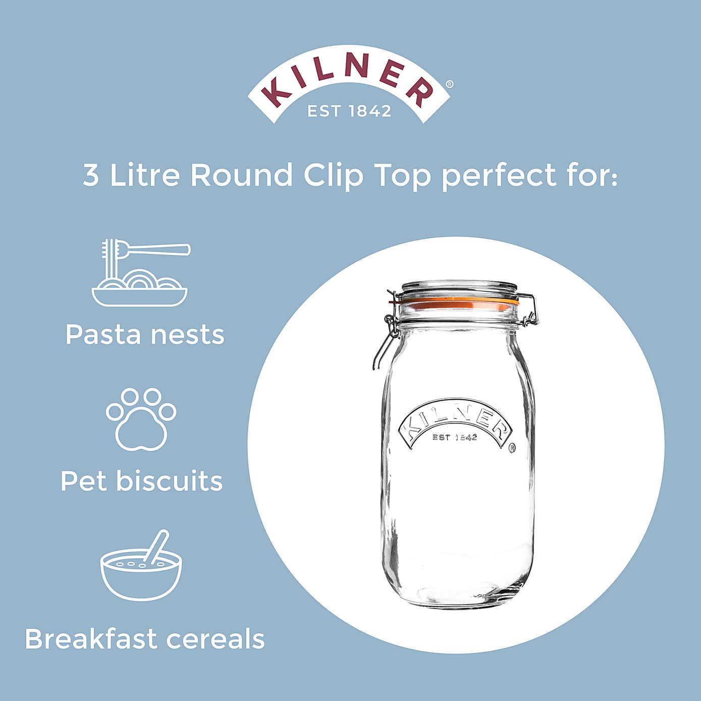 Kilner 3 Litres Round Clip Top Jar