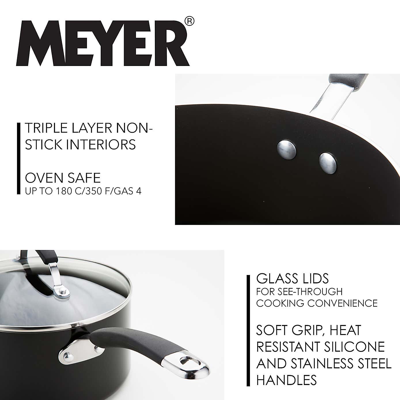 Meyer Non-Stick Induction Aluminium 5 Piece Pan Set
