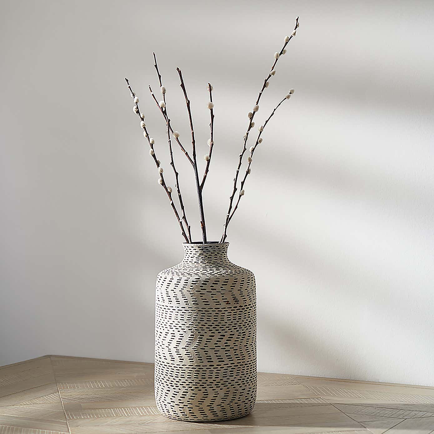 Atouk Textured Stoneware Vase, Black