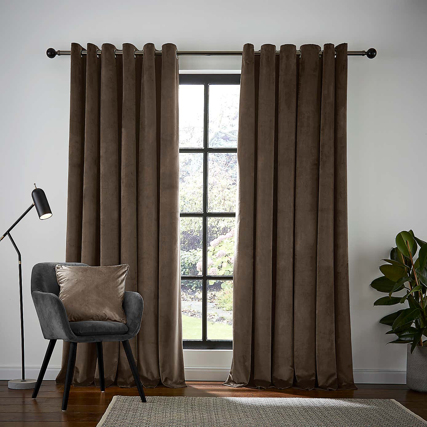 Recycled Velour Eyelet Curtains