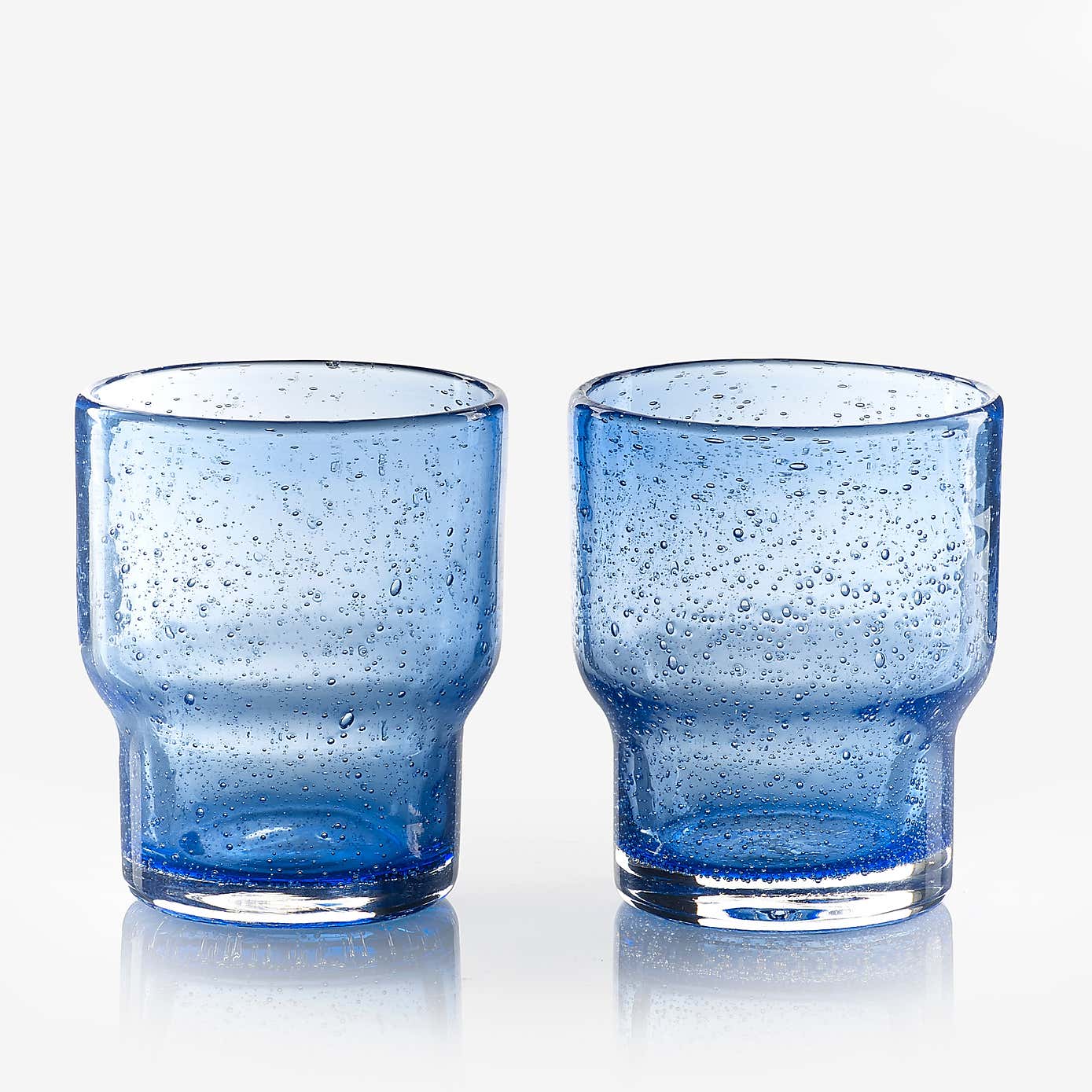 Set of 2 Sur La Table Colour Me Happy Handmade Glass Stacking Tumblers