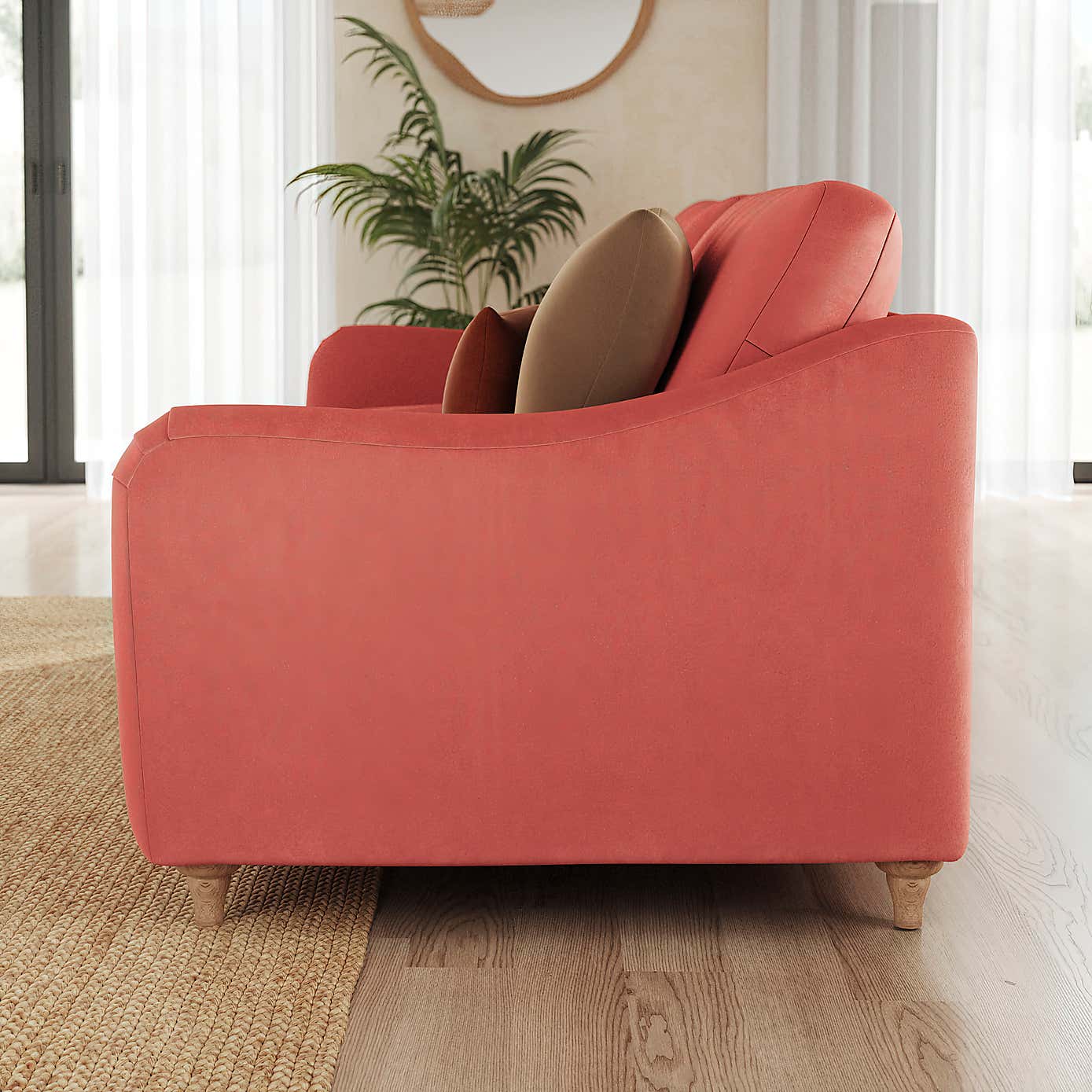 Hattie Matte Plush Velvet 3 Seater Sofa