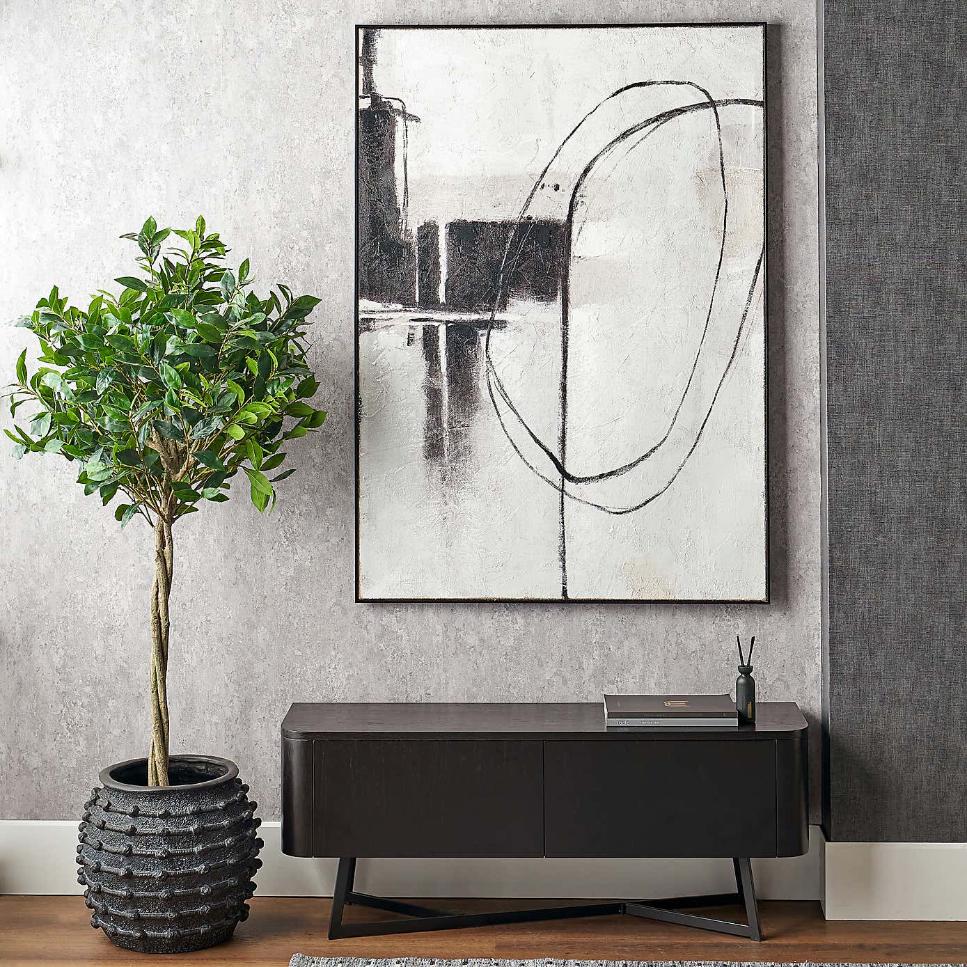 Monochrome Abstract Black Framed Canvas