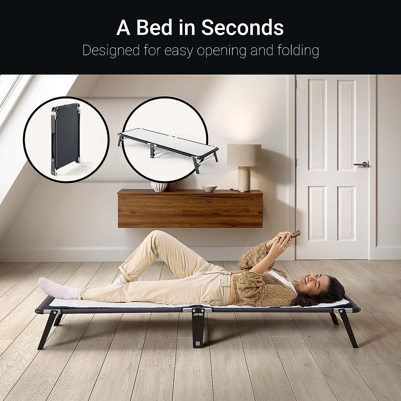 Jay-Be Lite Folding Bed with e-Fibre Insulator Mattress Pad