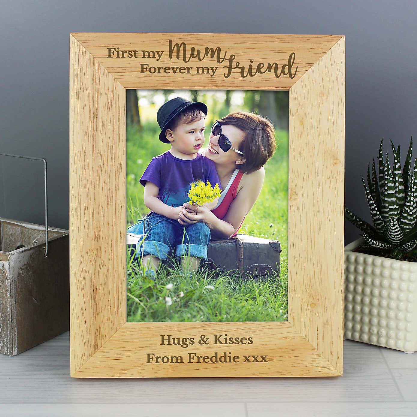 Personalised First My Mum Forever My Friend Light Wood Portrait Photo Frame