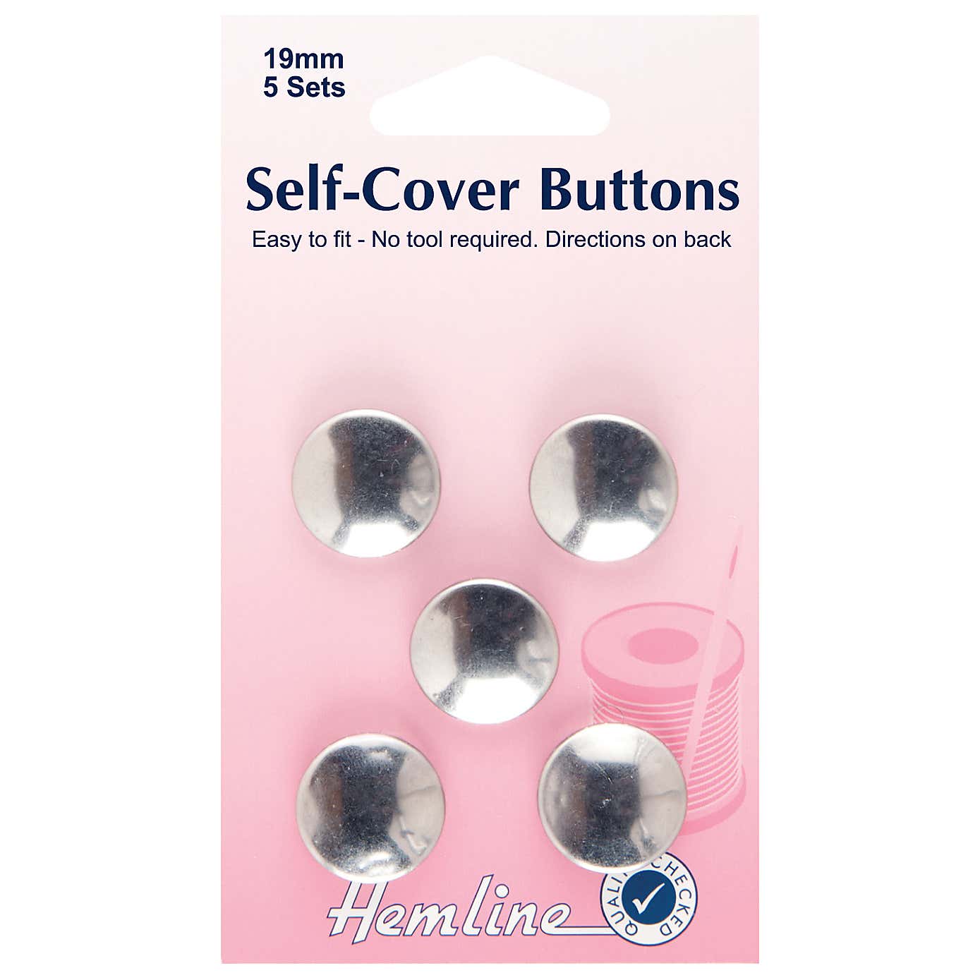 Hemline Self Cover Silver Buttons