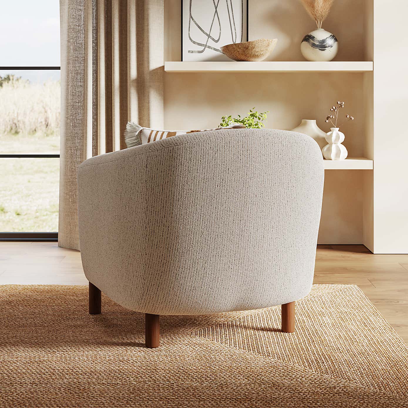 Polly Boucle Fleck Wooden Arm Tub Chair