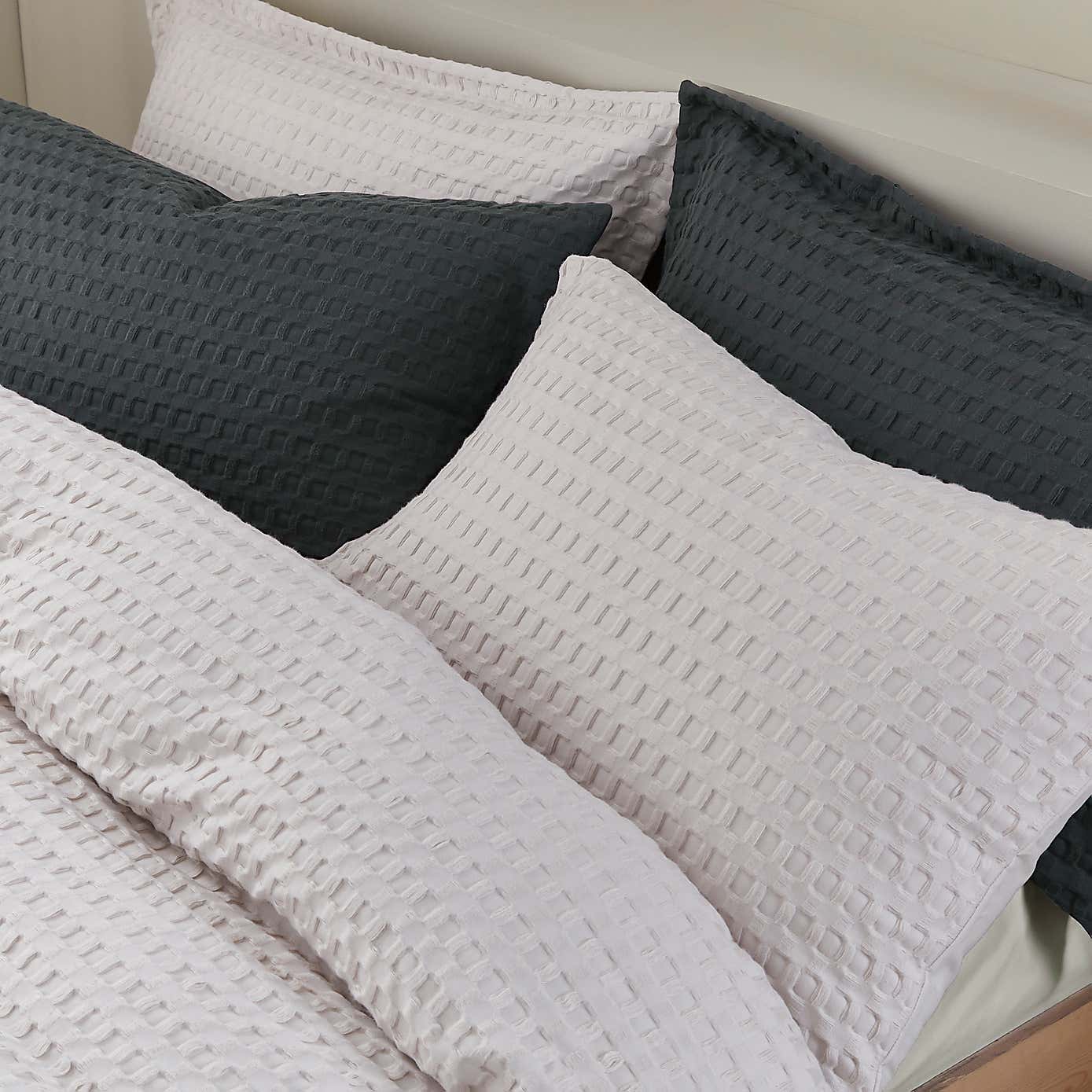 Emerson Waffle Sage Green Duvet Cover and Pillowcase Set