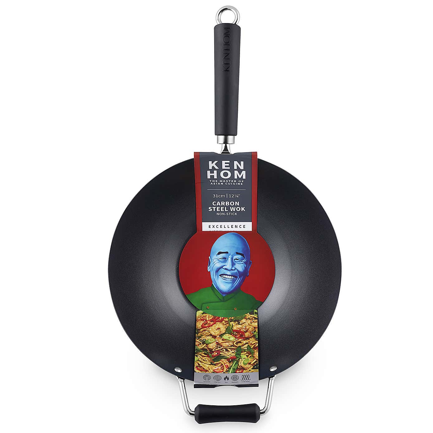 Ken Hom Excellence Non-Stick Carbon Steel Wok, 31cm