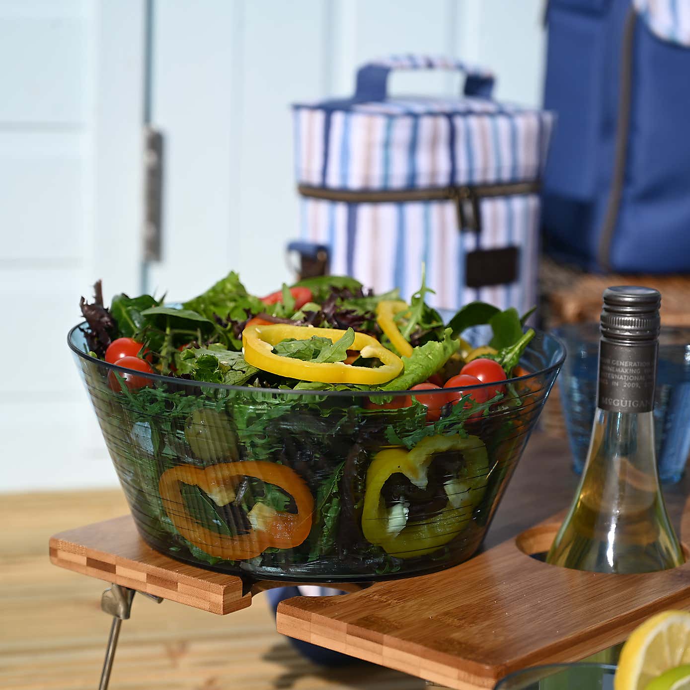 Three Rivers Blue Linear Salad Bowl