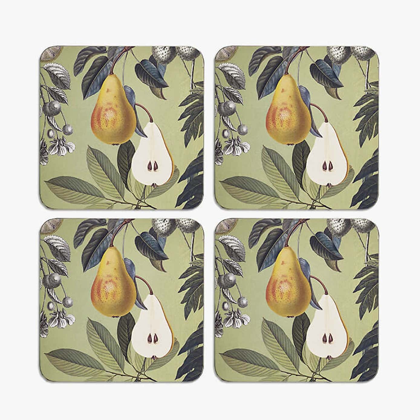 Set of 4 Kew Fruit And Floral Coasters