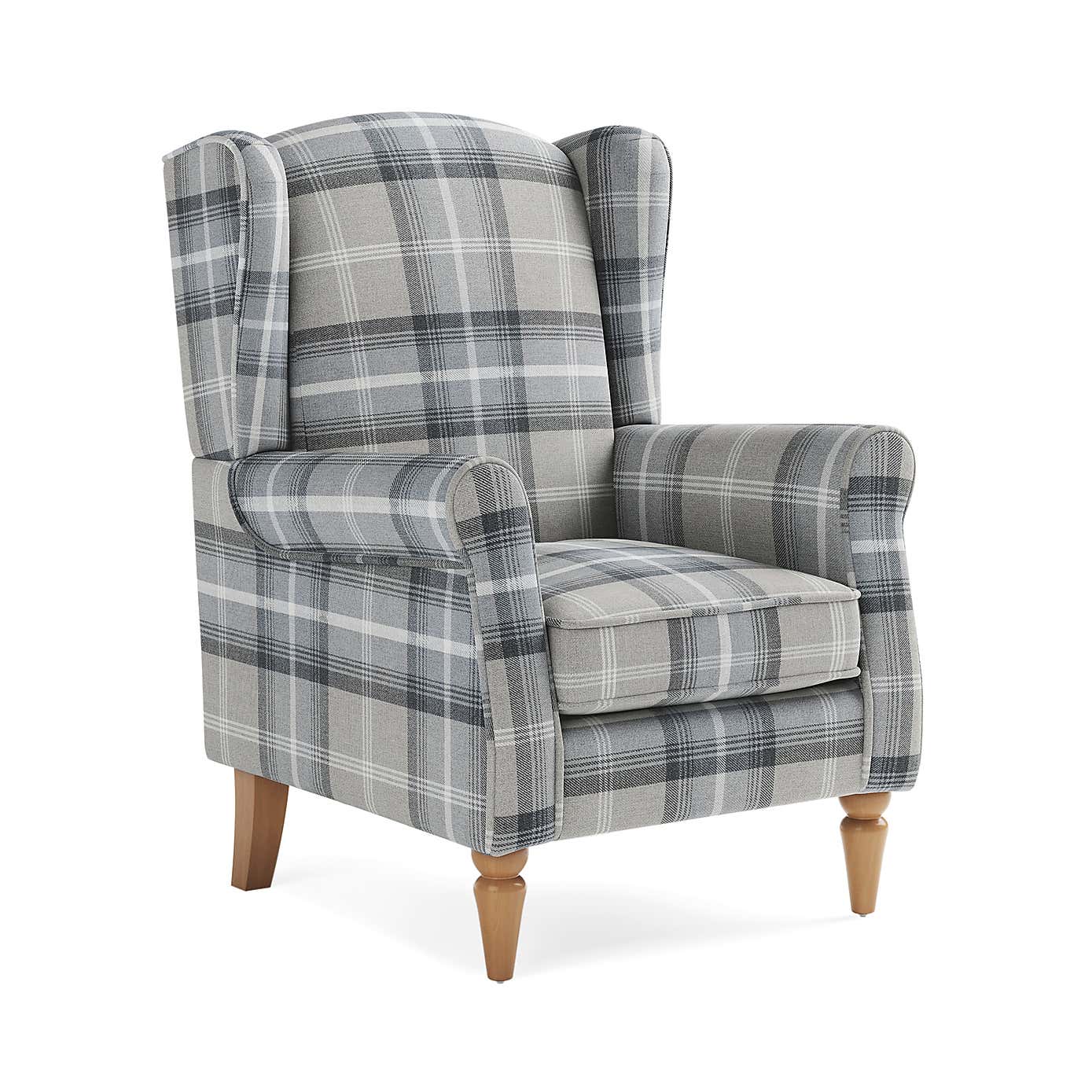 Oswald Check Wingback Armchair