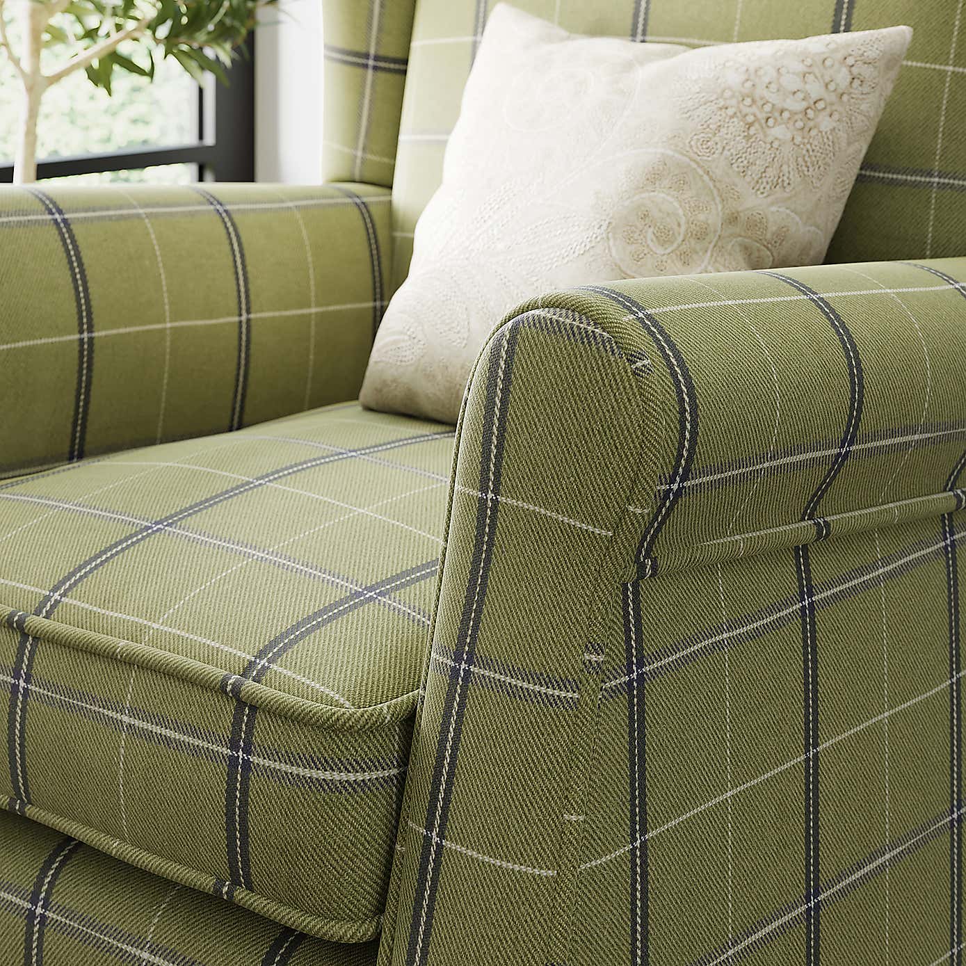Oswald Check Armchair Green