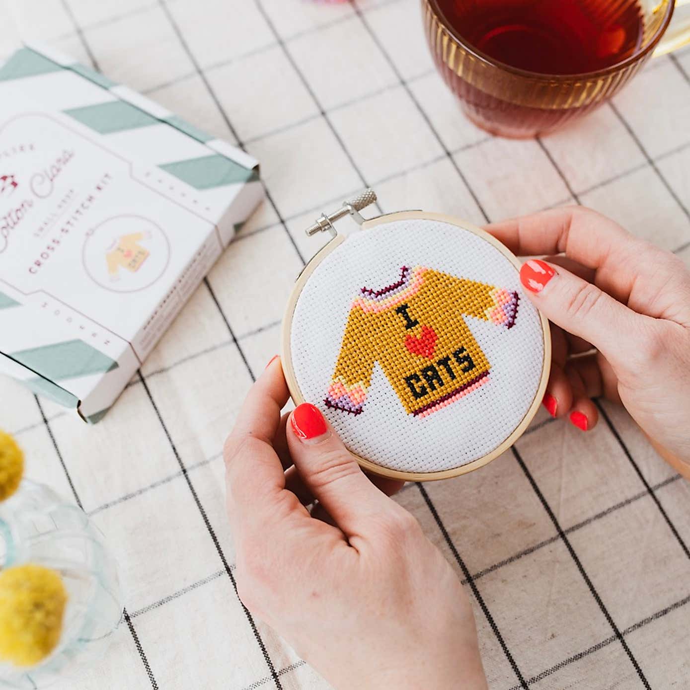 Cotton Clara I love Cats Cross Stitch Kit