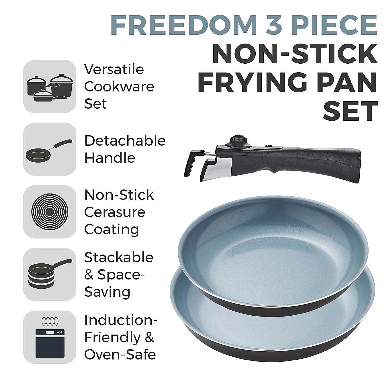 Tower Freedom Non-Stick Aluminium 3 Piece Frying Pan Set