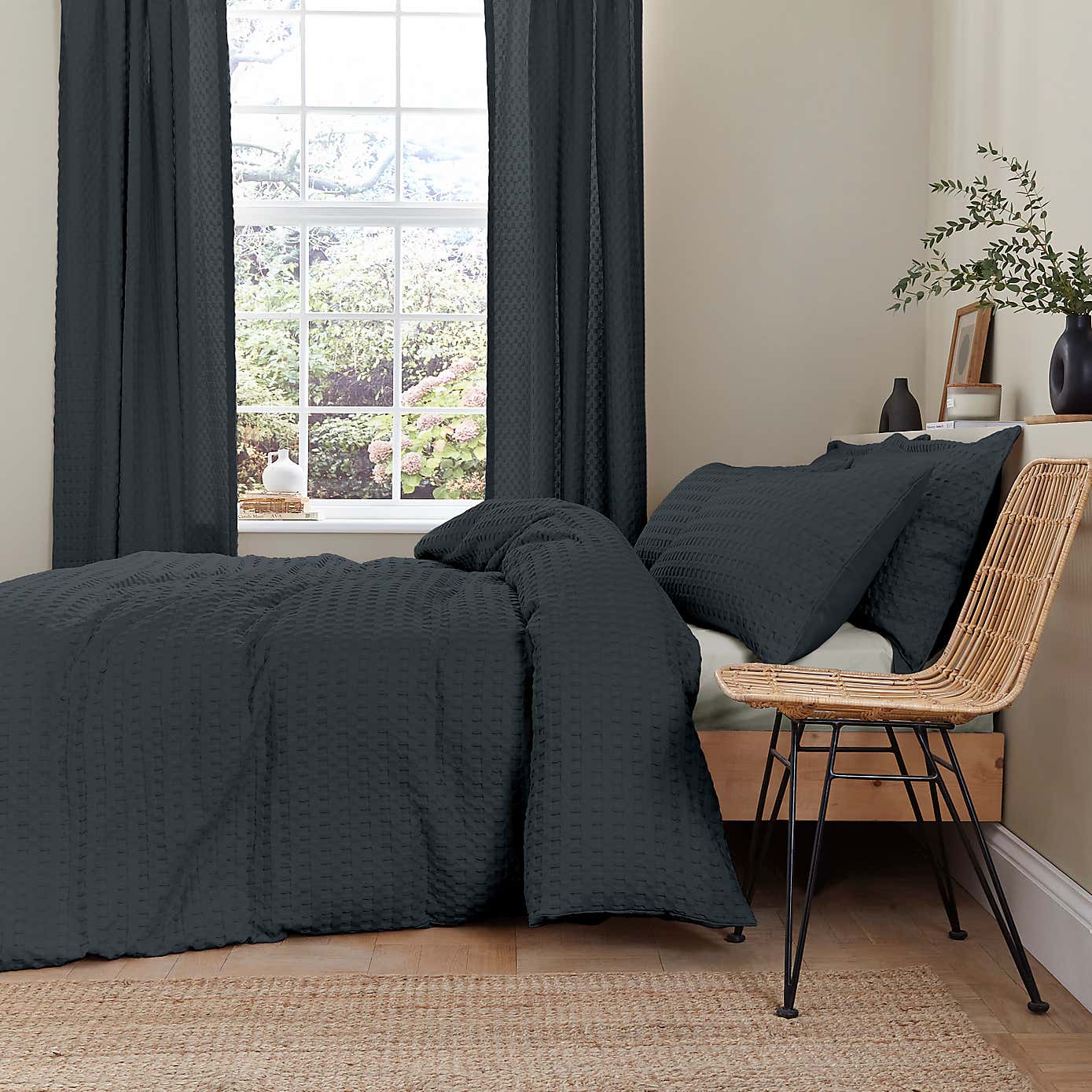 Emerson Waffle Sage Green Duvet Cover and Pillowcase Set