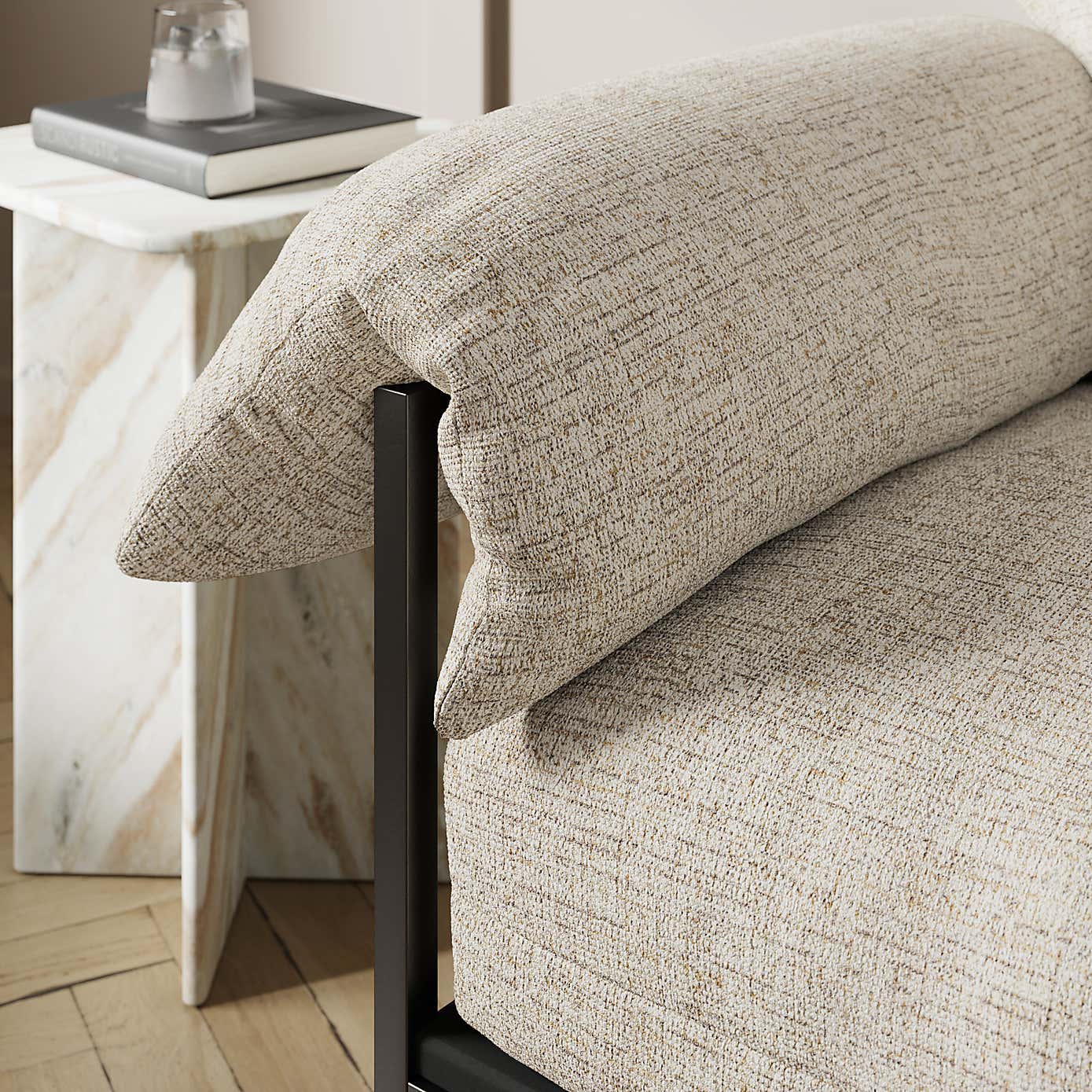 Kai Woven Fabric Pillow Arm Occasional Chair