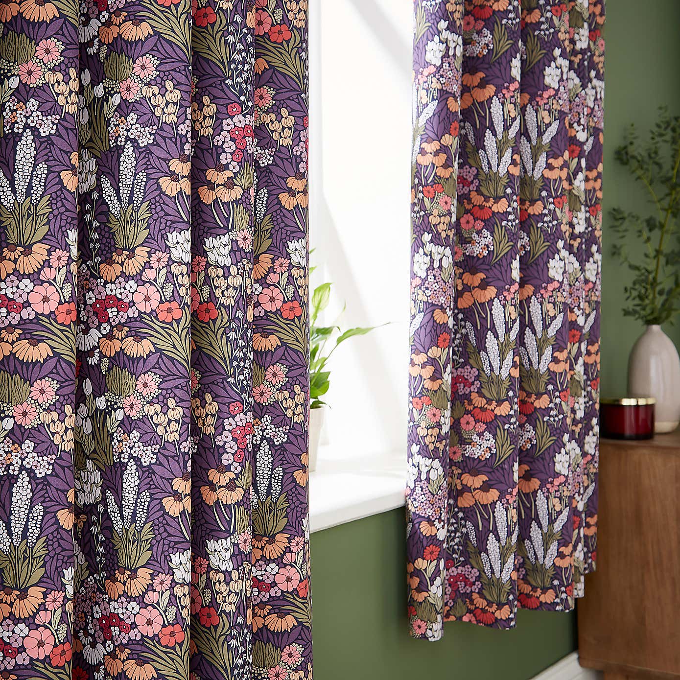 Harvest Floral Blackout Eyelet Curtains