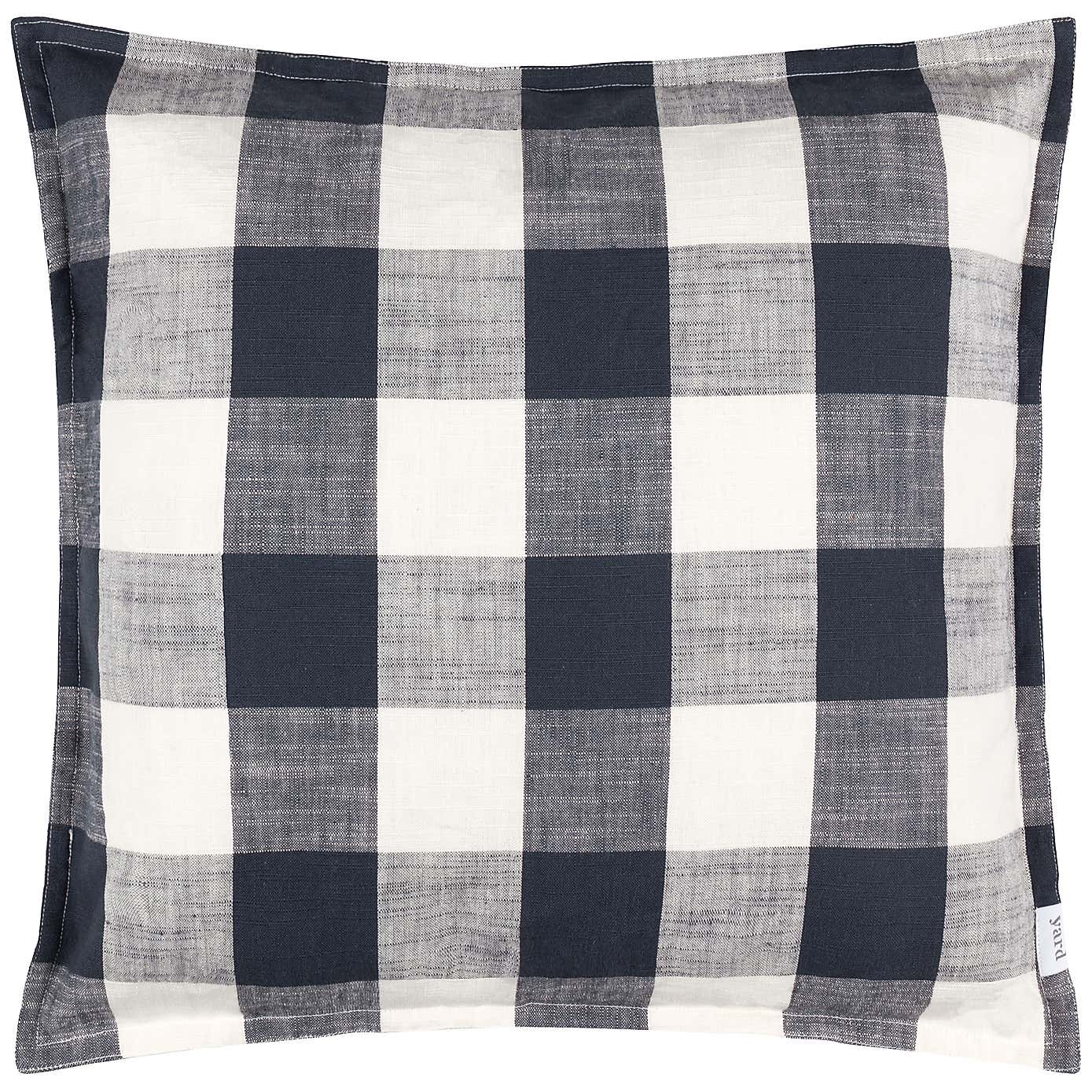 Yard Chesil Check Outdoor Cotton Square Cushion Cover
