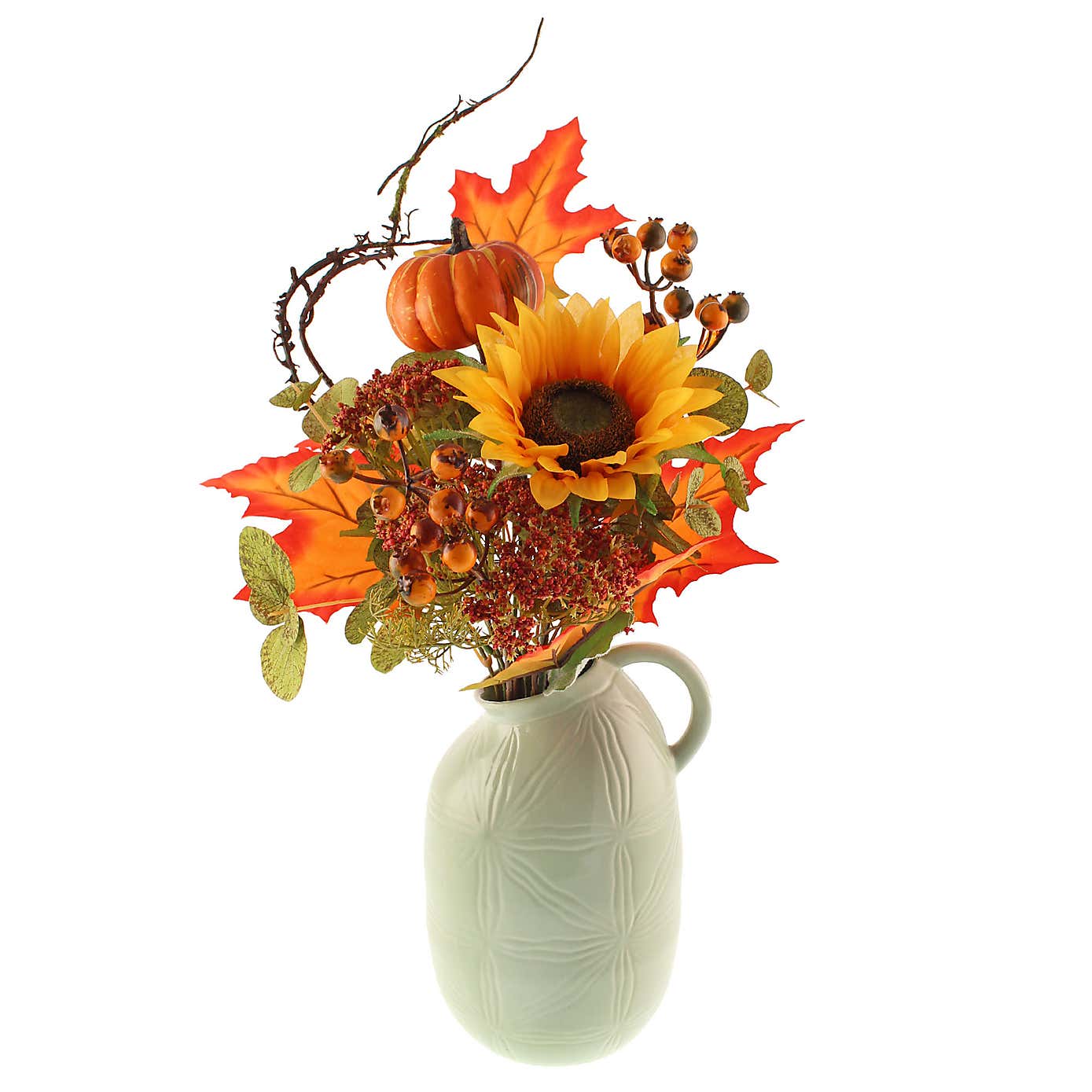 Artificial Autumn Sunflower Bouquet in Ceramic Plant Pot