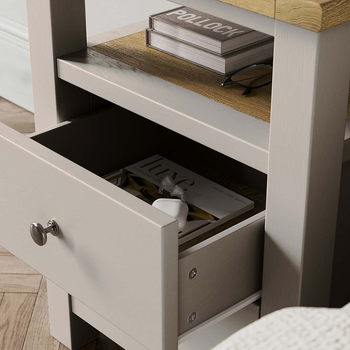 Olney 2 Drawer Bedside Stone