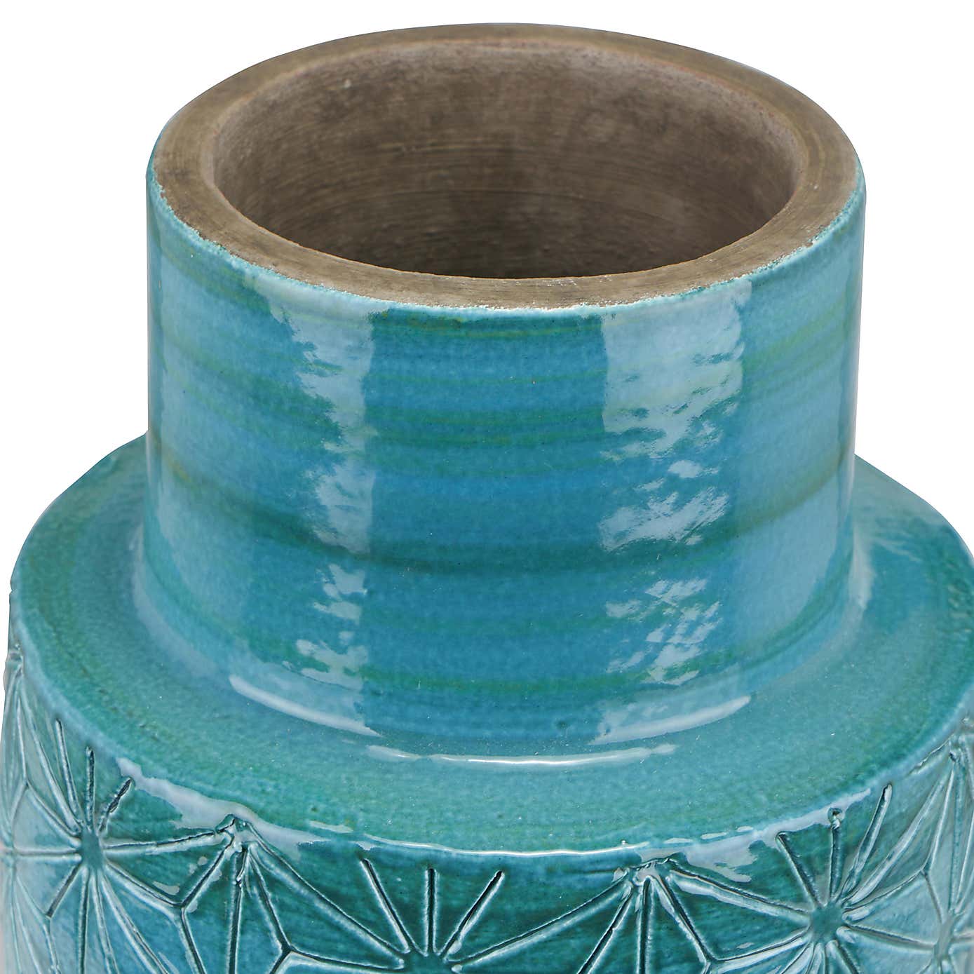 Sidra Aquamarine Stoneware Etch Vase