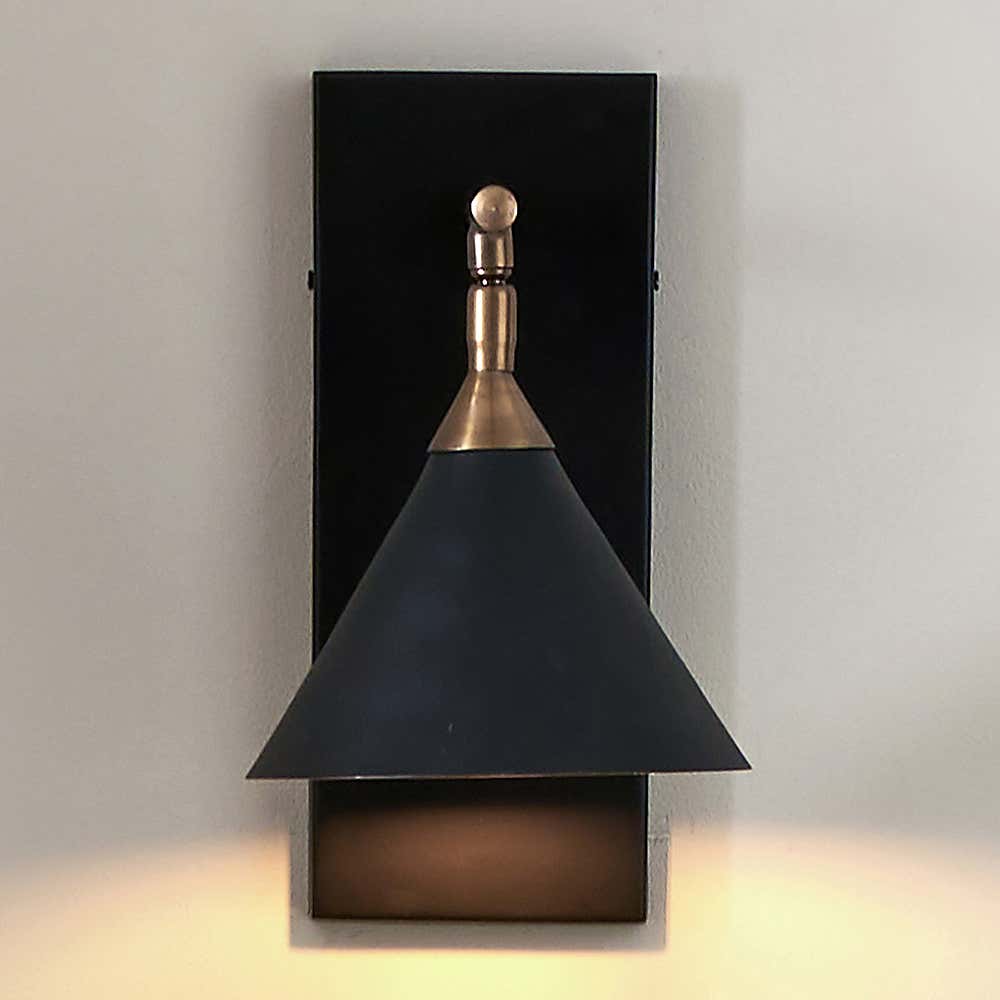 Zeta Matt Black and Antique Brass Wall Light