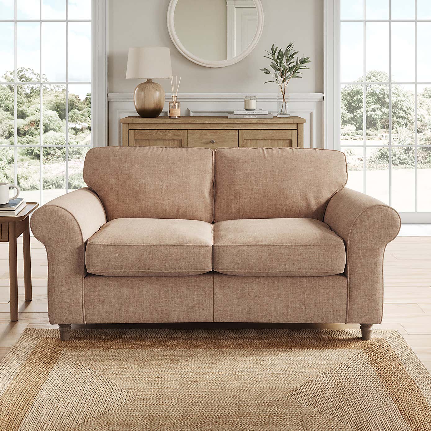 Flori 2 Seater Sofa, Tonal Plush Chenille
