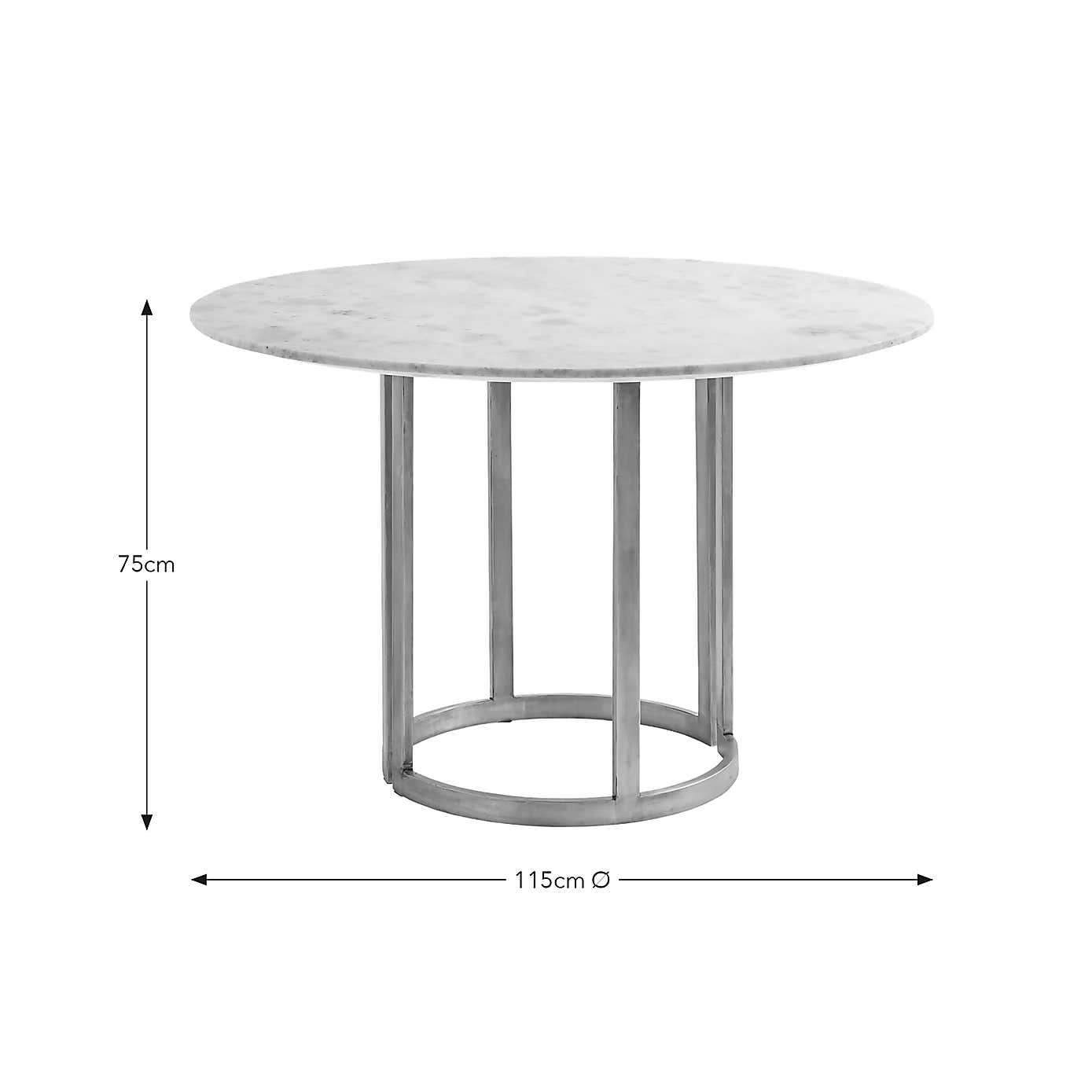 Sascha 4 Seater Round Dining Table, Marble