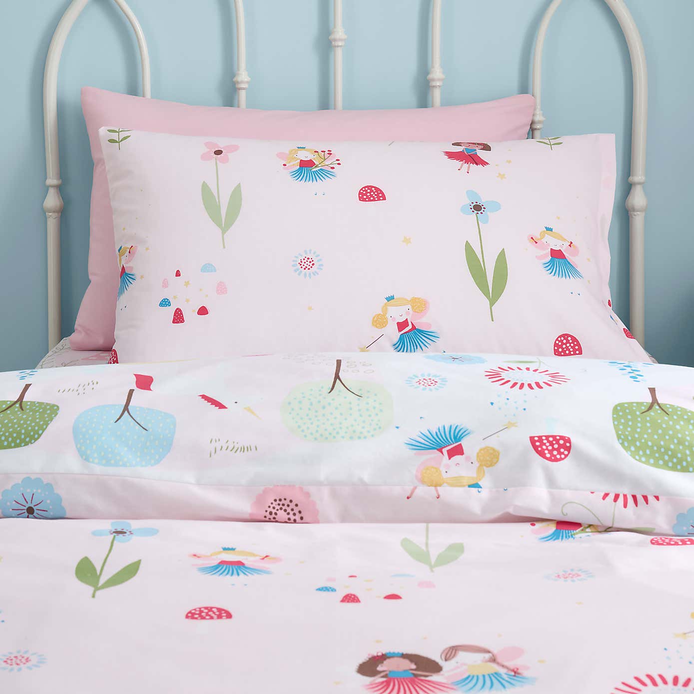 Toadstool Fairies Reversible Polycotton Duvet Cover & Pillowcase Set