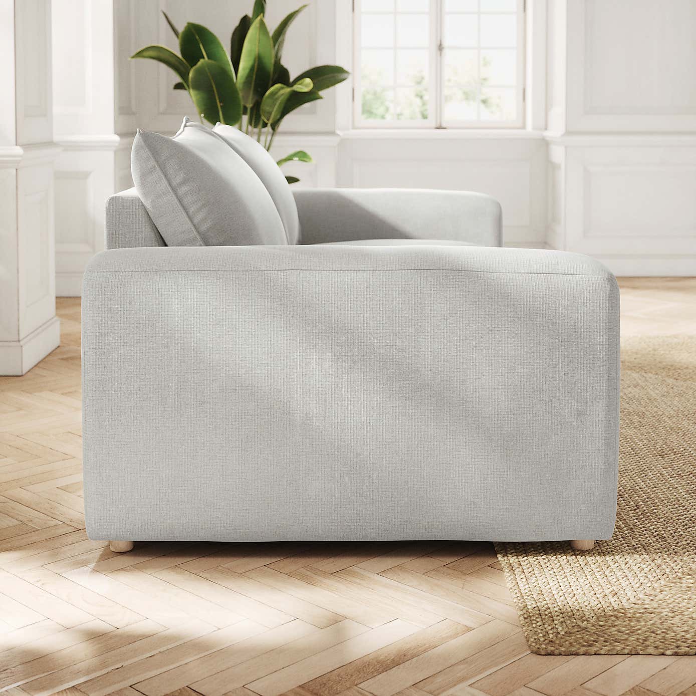 Austin Tonal Weave 4 Seater Sofa, Silver