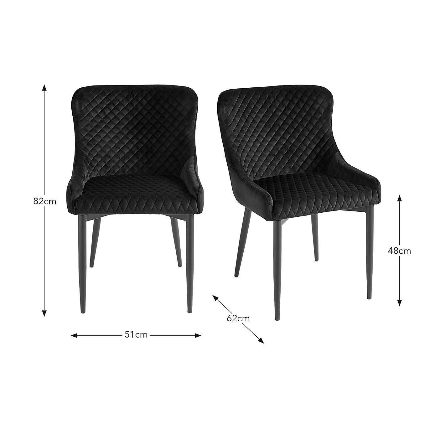 Montreal Set of 2 Dining Chairs Charcoal Velvet