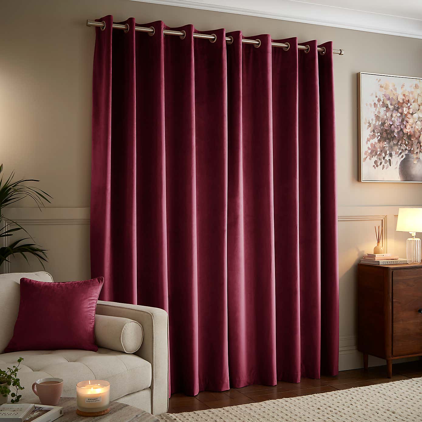 Recycled Velour Eyelet Curtains