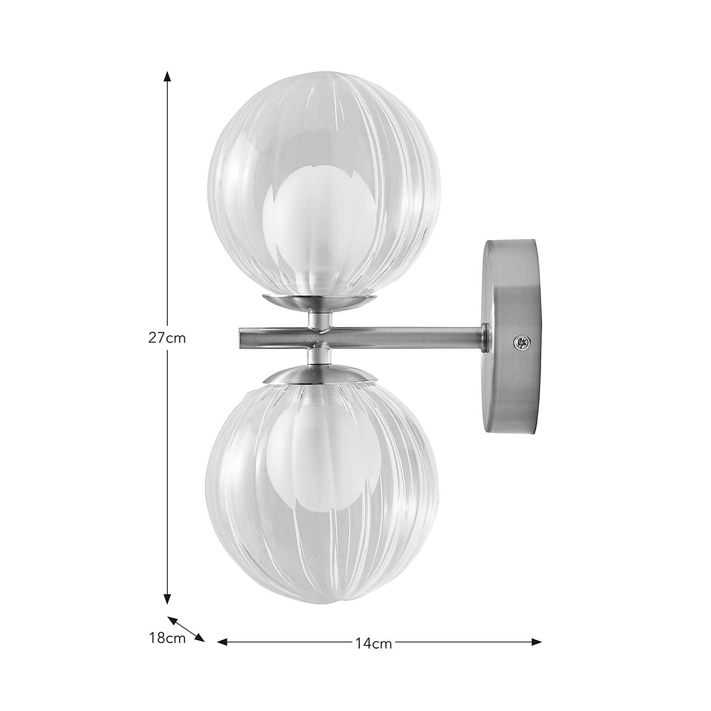 Leirah Ribbed 2 Light Wall Light