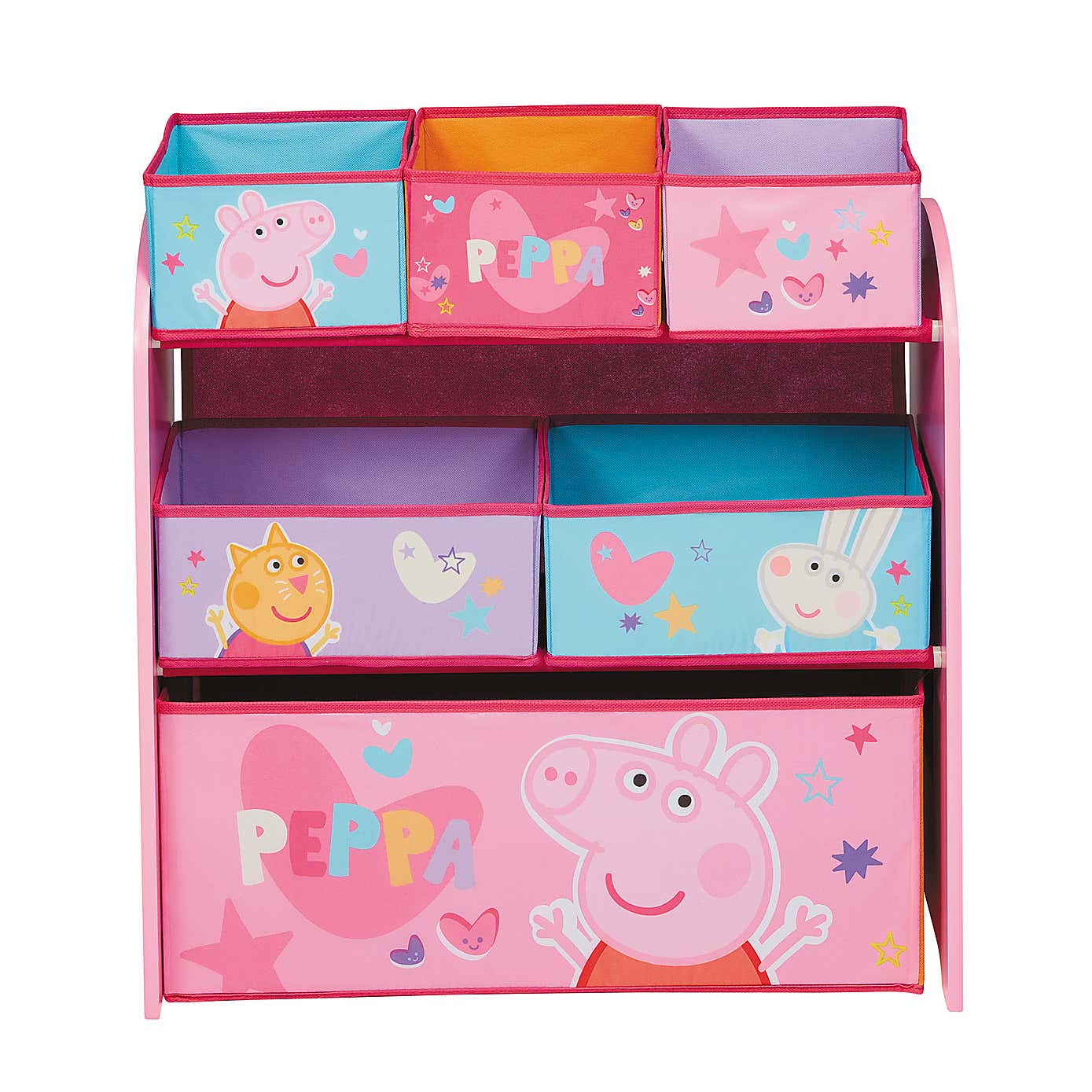Peppa Pig Wooden Toy Organiser with 6 Storage Bins