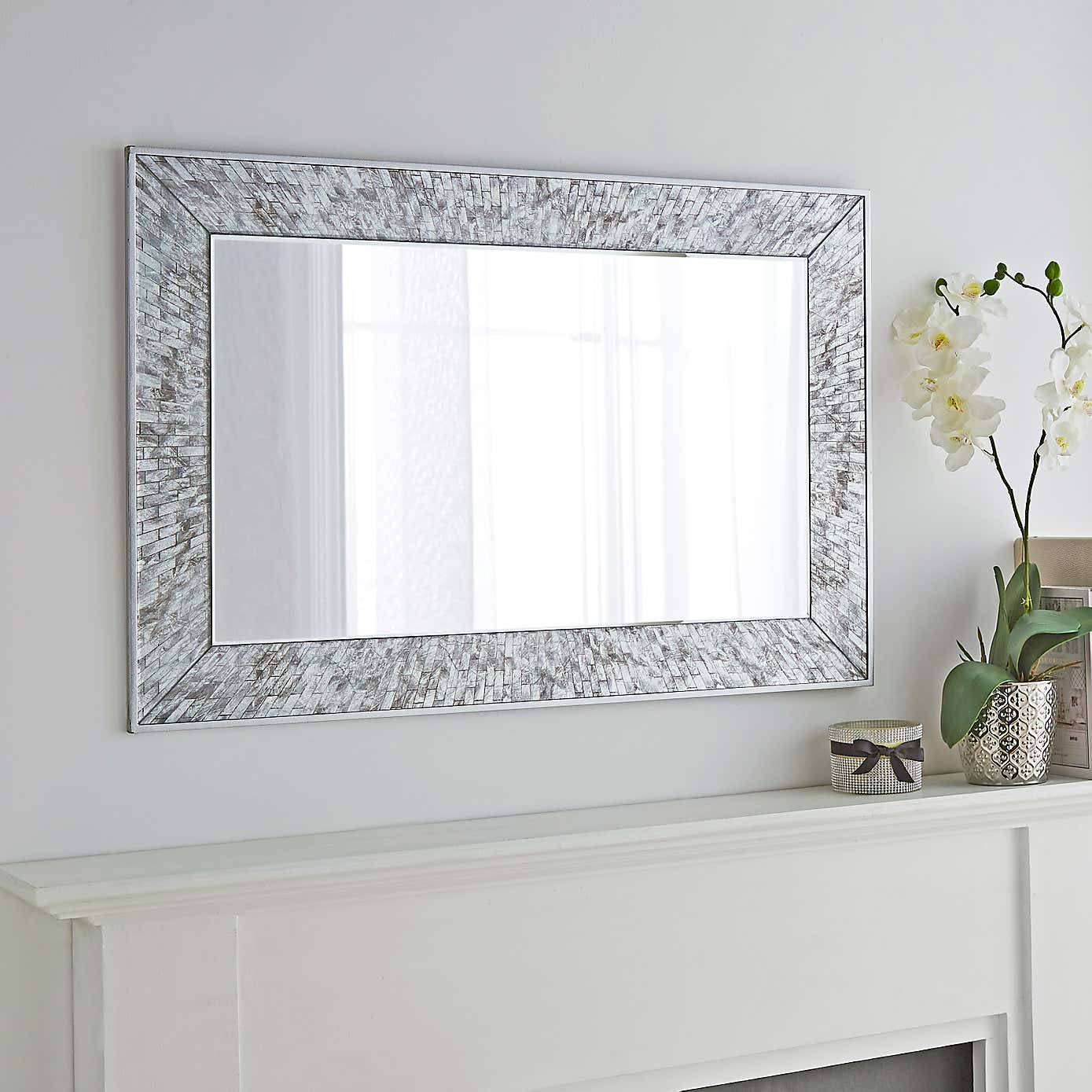 Luxe Tiled Over Mantle Wall Mirror