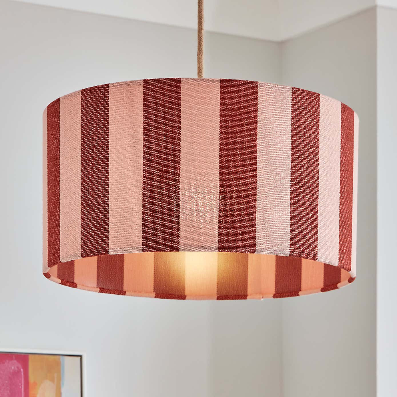 Beatrice Stripe Shallow Drum Lamp Shade