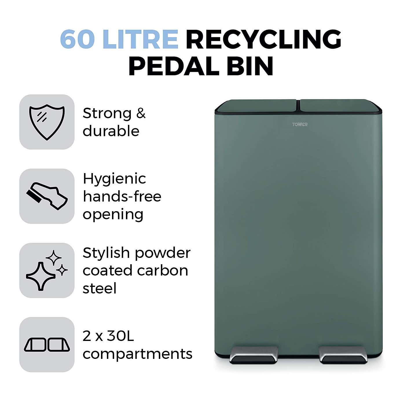 Tower 60L Recycling Pedal Bin