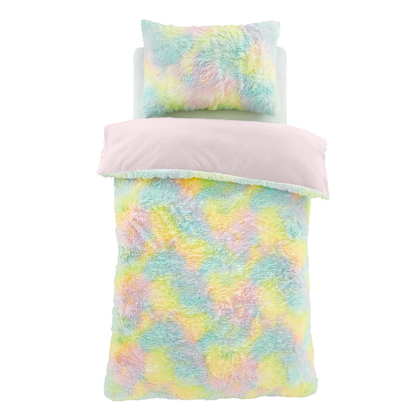 Catherine Lansfield Rainbow Cuddly Duvet Cover and Pillowcase Set