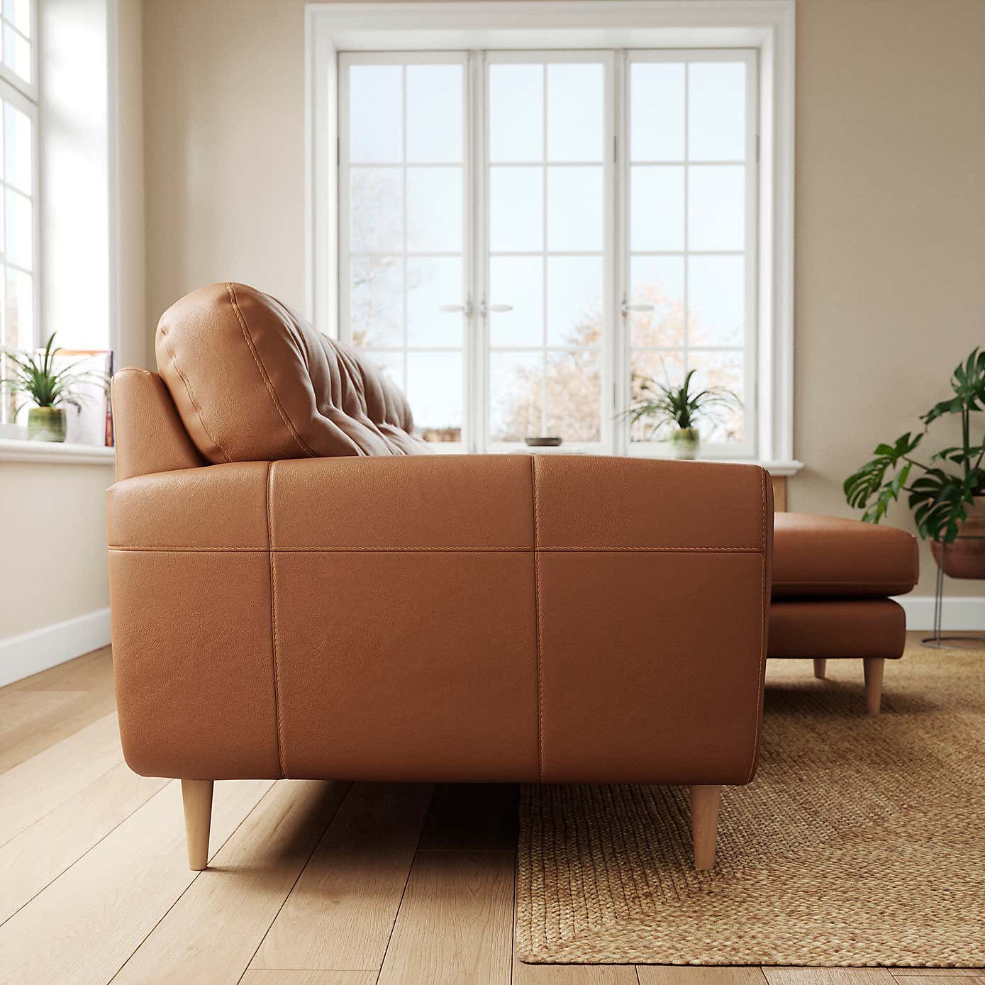 Sven Classic Leather Large Corner Chaise Sofa