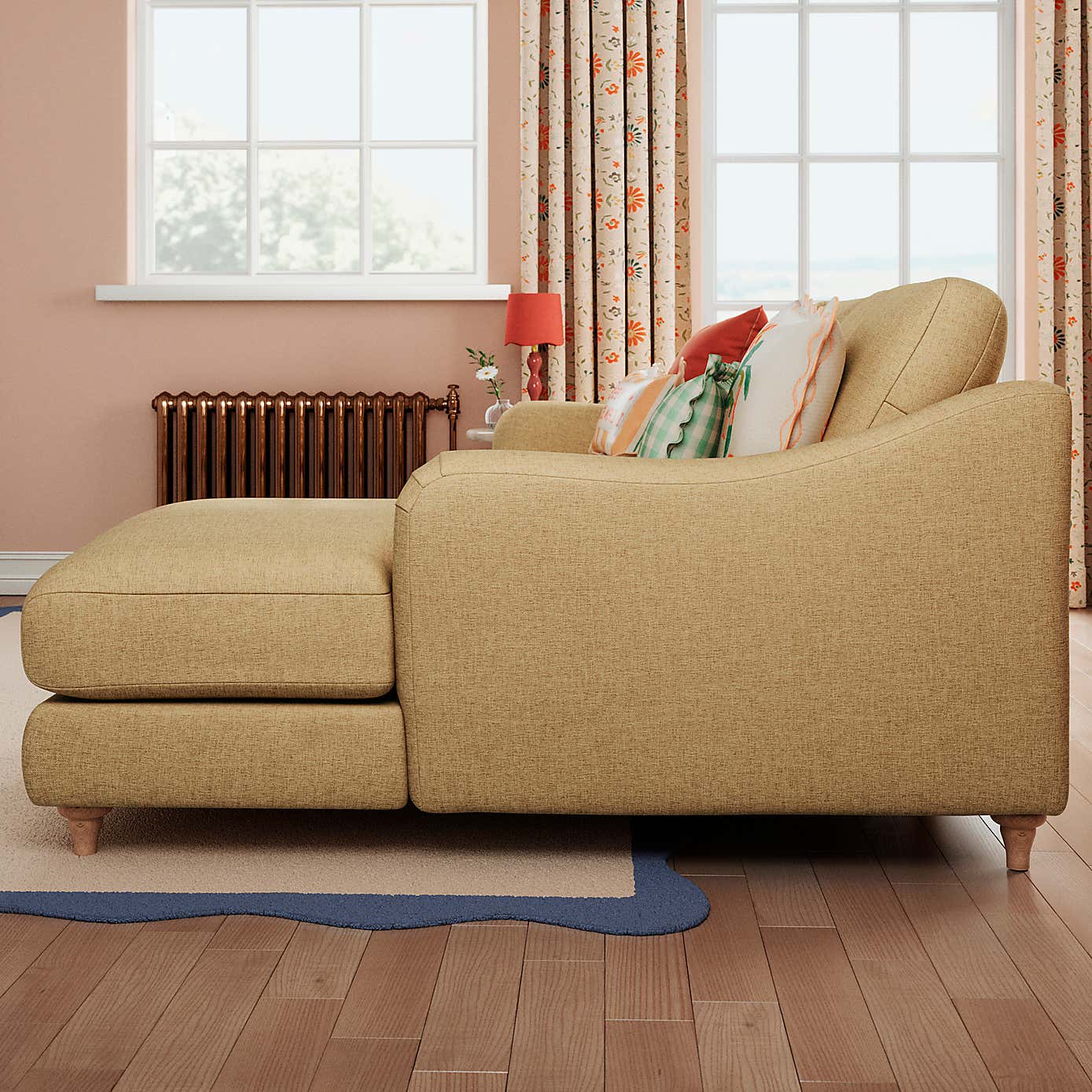 Hattie Slub Faux Linen Corner Chaise